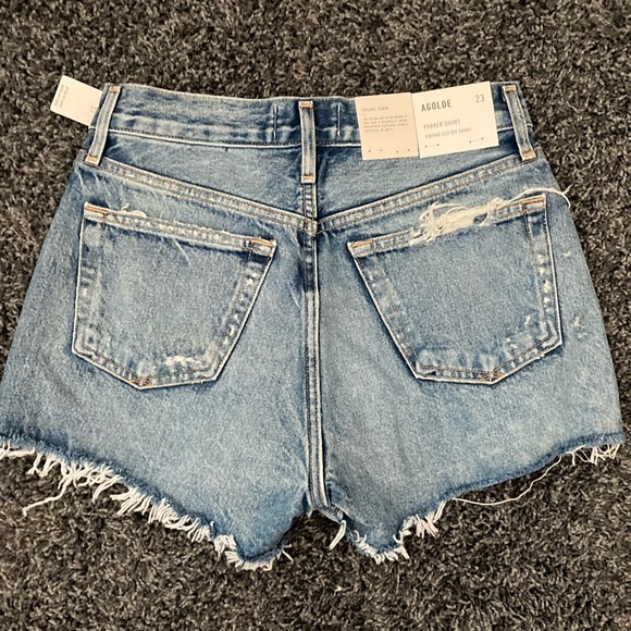 AGOLDE Parker Vintage Cut-Off Denim Shorts in color clutch NWT - Picture 5 of 11